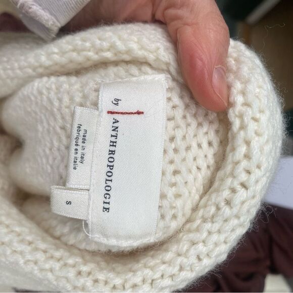 Anthropologie Cozy White off shoulder wool and cashmere blend sweater size S - Picture 6 of 8